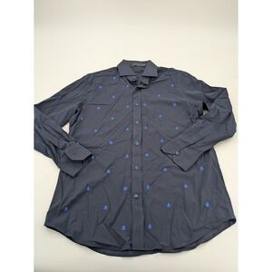 G/FORE Blue Long Sleeve Dress Shirt Button Down Skulls G4 Mens Golf Size L